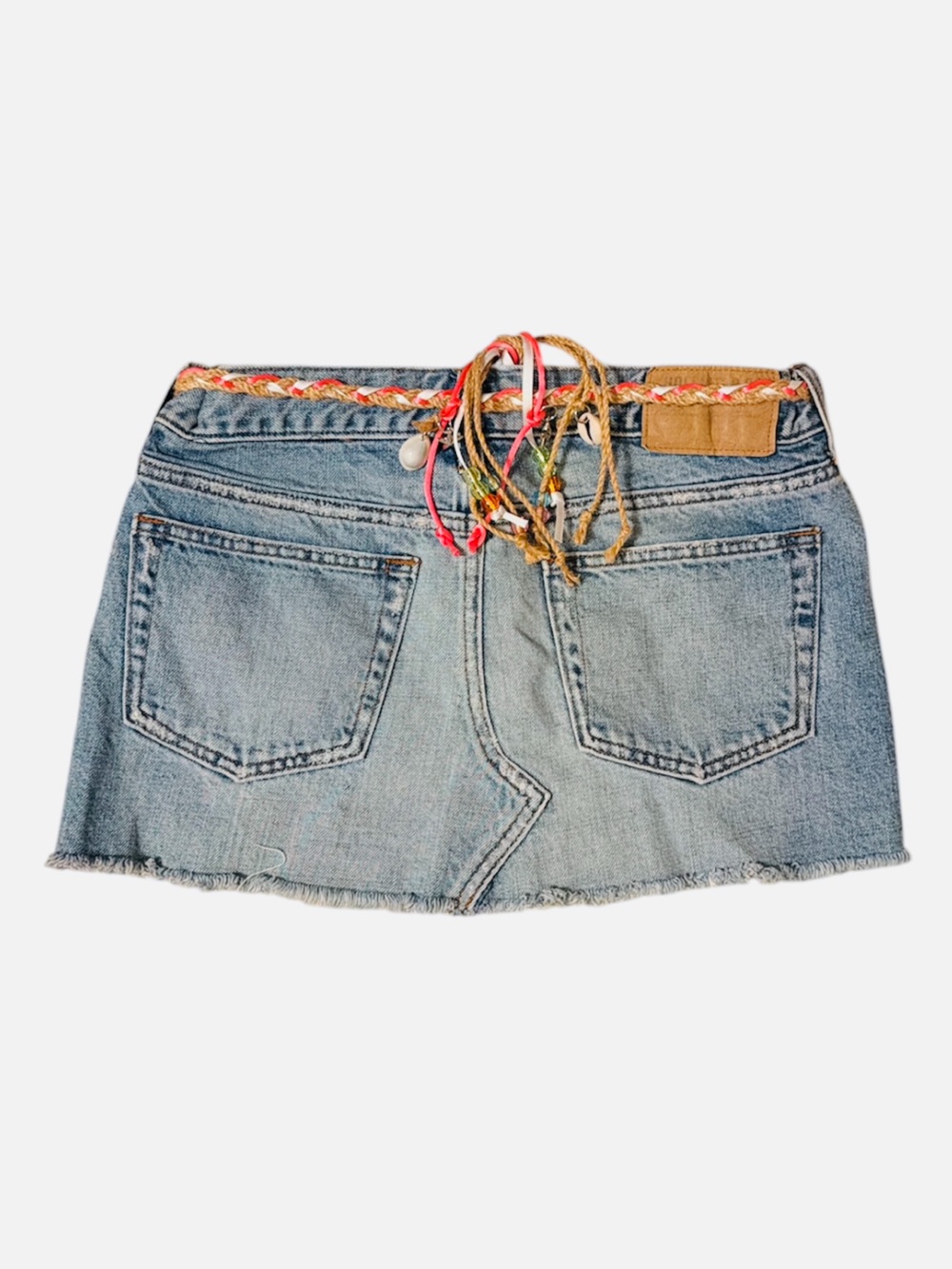 Hollister Y2K Jean Skirt + Original Braided Seashell Neon Belt Y2K⭐️⭐️⭐️⭐️⭐️ - Picture 9 of 14